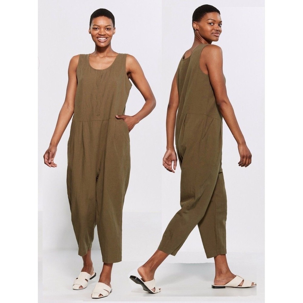 063- Eileen Fisher Organic Cotton Melange Crepe Jumpsuit BOLO